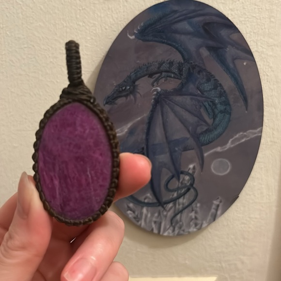 Hemp Wrap Raw Ruby Cabochon Necklace PENDANT - Picture 13 of 16